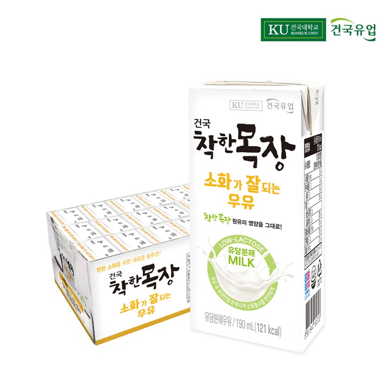 건국 착한목장 소화가 잘되는 락토프리 우유 190ml*24팩