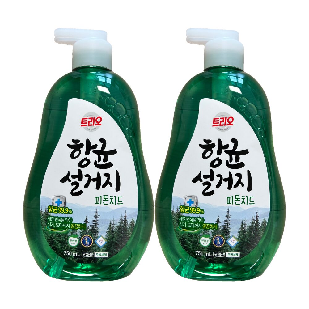 트리오 항균설거지 피톤치드 주방세제 용기 750ml 2개