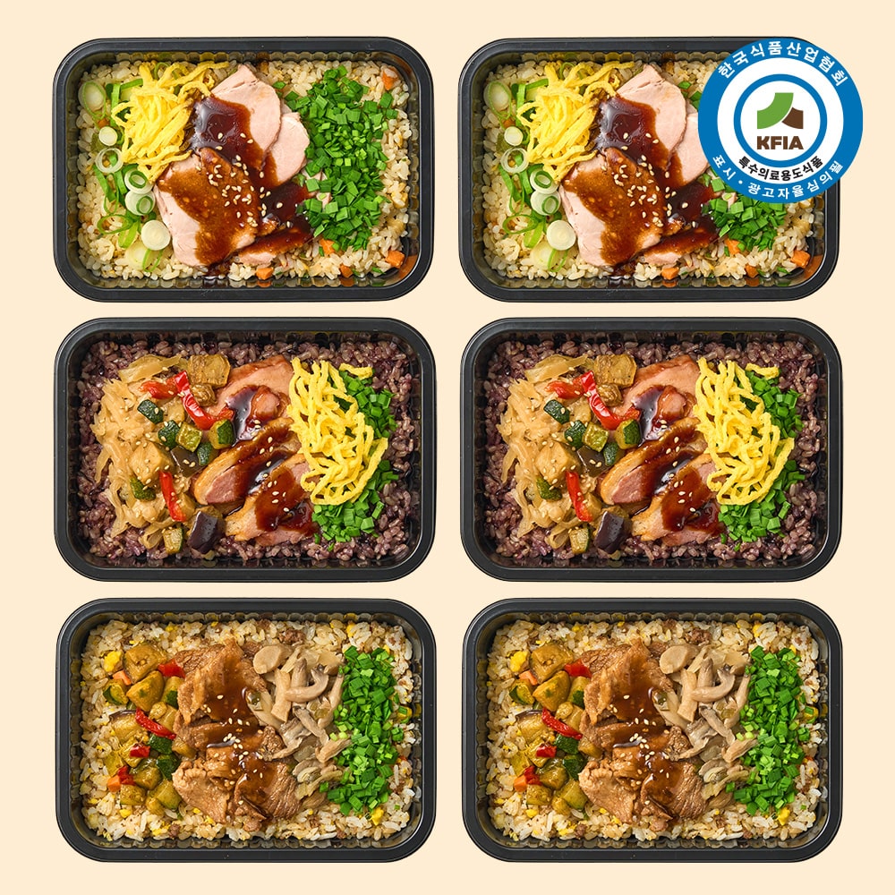 굿스푼 당뇨식단 솥밥 3종 6팩 양많은 간편 고기 비빔밥 덮밥 잡곡밥 곤약밥 도시락