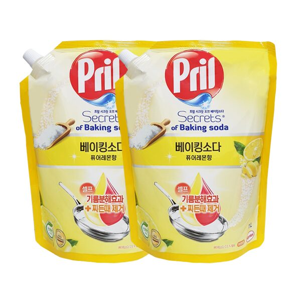 프릴 주방세제 베이킹소다 퓨어레몬 리필 1000ml x2