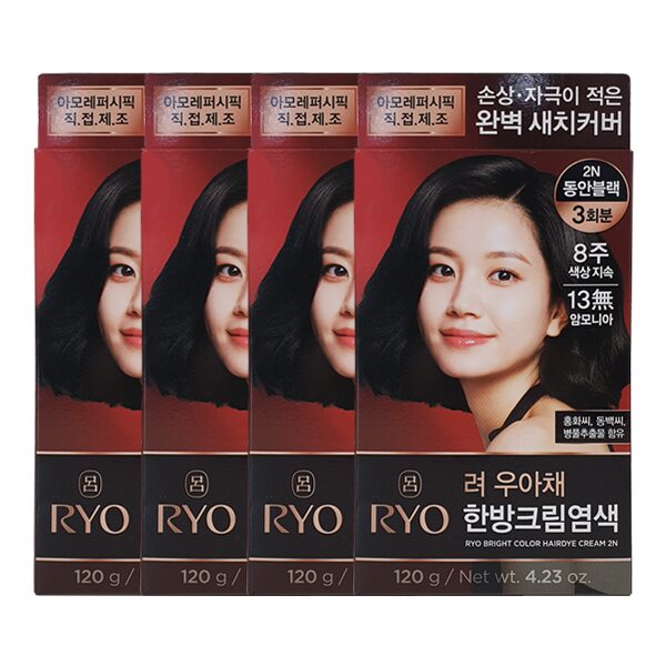 려 우아채 염색약 새치크림 2N 동안블랙 x4