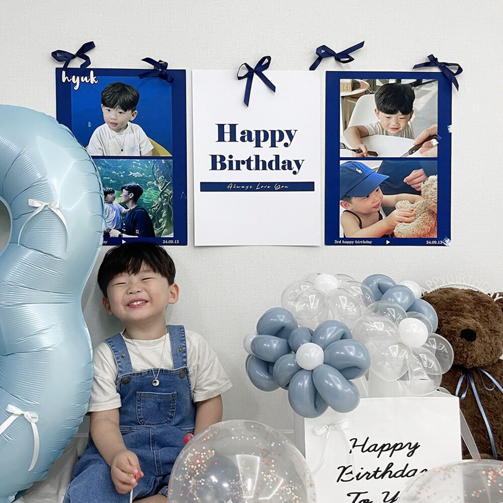 A3 프리 네컷 포토 포스터 3세트 네이비 생일포스터 포토존 이벤트