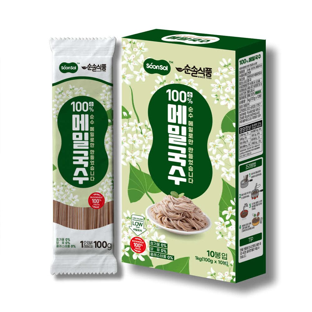 100% 메밀국수 1kg (100g x 10봉) 저칼로리 소바 글루텐프리 메밀면