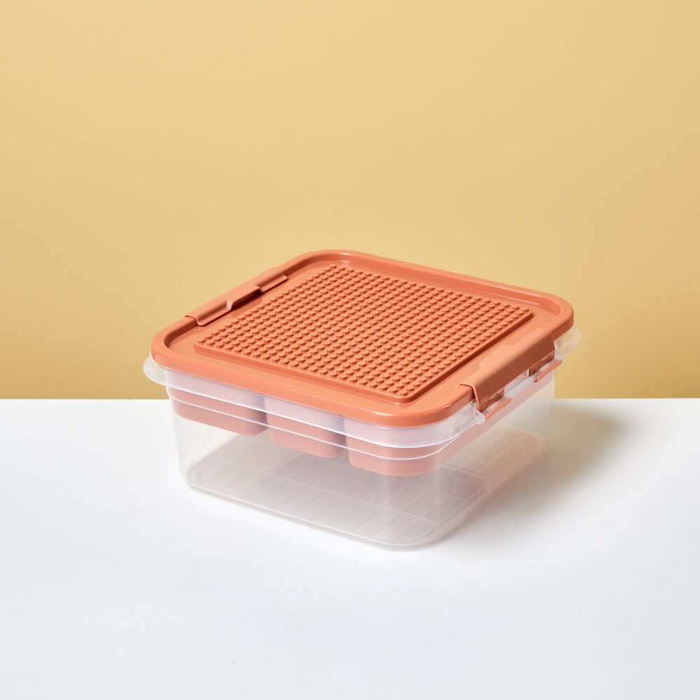 ON 분류편한 뚜껑활용 블록정리함 26x24.5x11.2cm 소프트레드