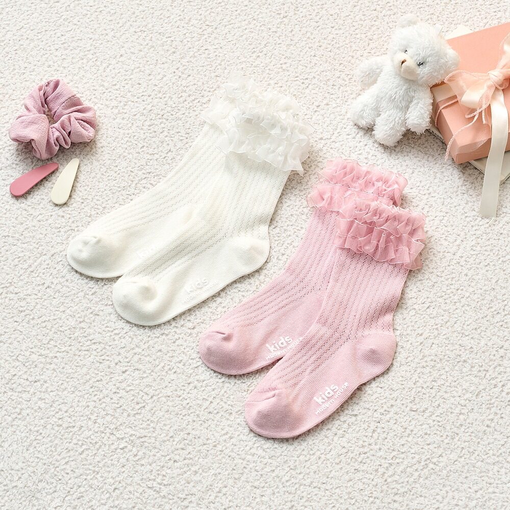 러블리 샤샤 펀칭 삭스 2P SET 아이보리 핑크