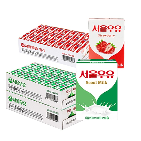 서울우유 멸균우유 흰우유48개+딸기24개 (200ml 총72개)