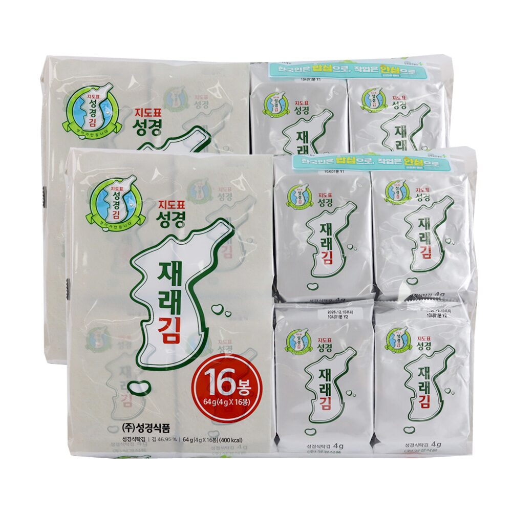 지도표 성경김 재래 식탁김 4g 16봉 2세트 (총32봉)