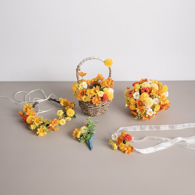 메리골드 조화 꽃 셀프웨딩 아가페 세트 (5PCS) 촬영 장식