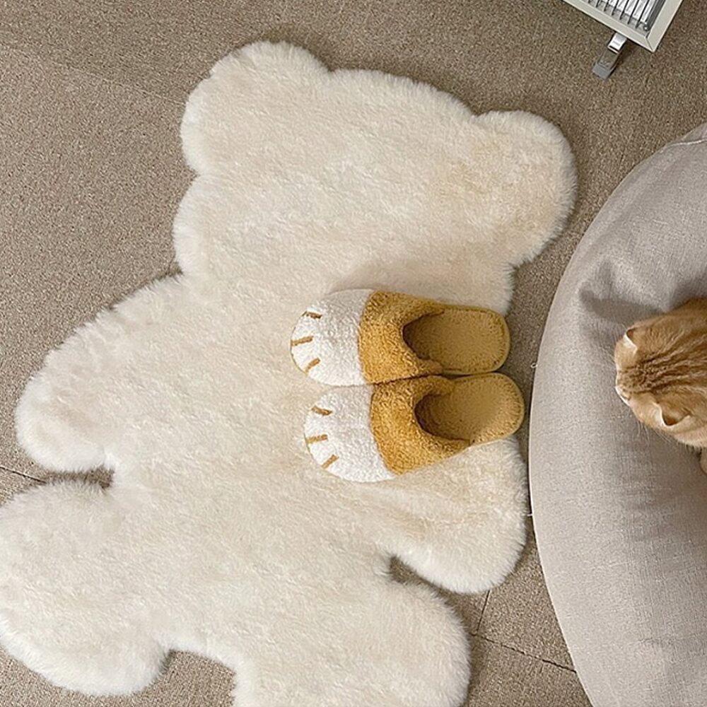 장모 곰돌이 러그 카페트 대형 75cm