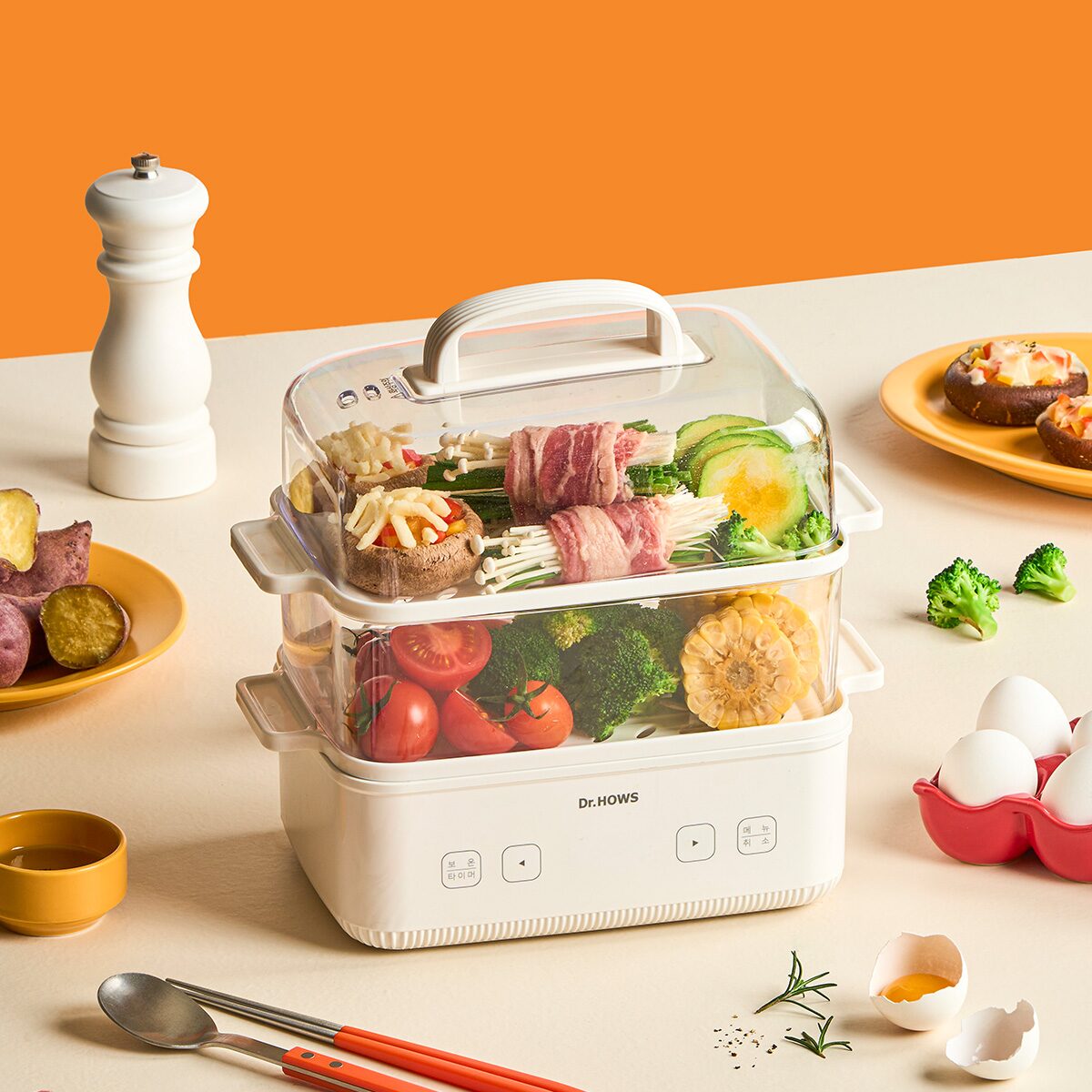 셰프 대용량 멀티 2단 전기찜기 계란찜기 4L