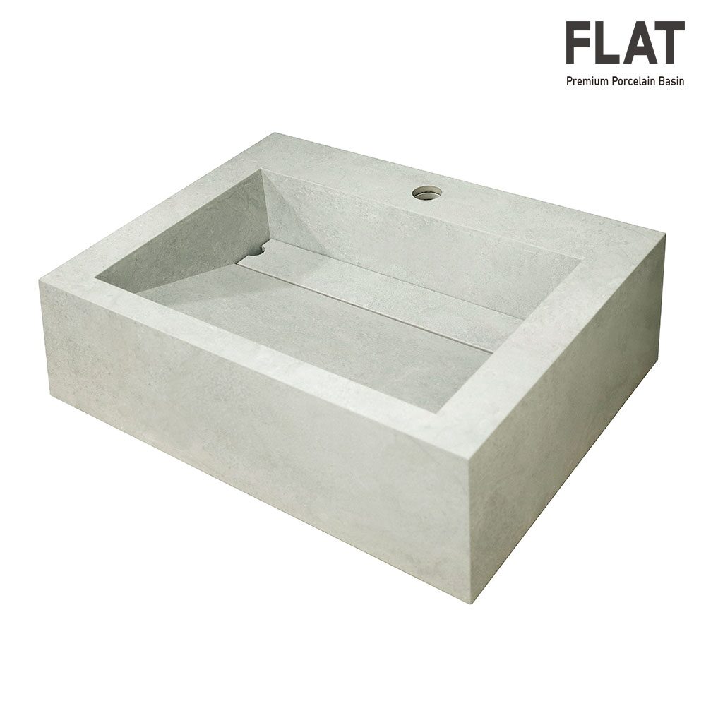 포세린 타일 조적 벽걸이 사각 세면대 플랫 FLAT-72 타공 무타공