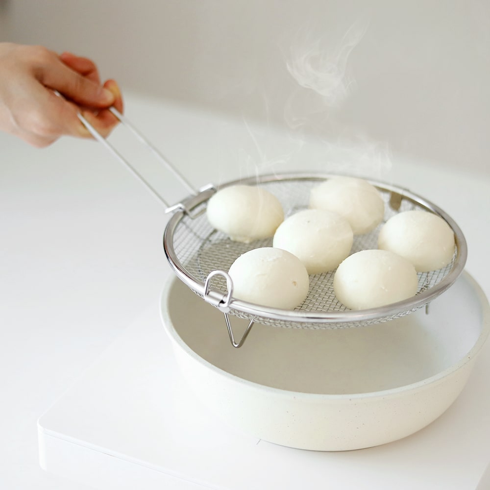 304 스텐 채반 찜기 19cm (탈부착 손잡이 포함) / 원형 핸들 채반 야채 찜기