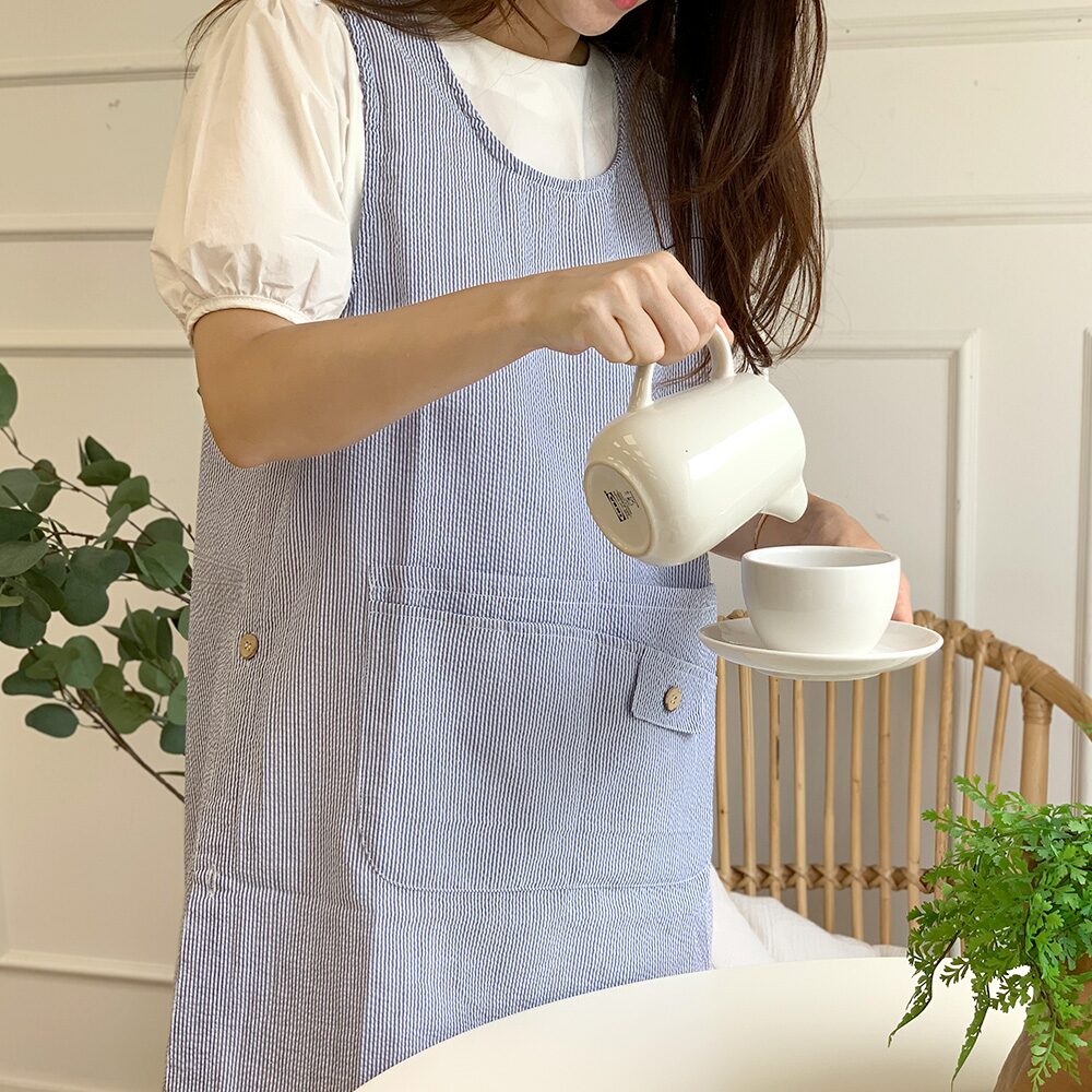 시어서커 여름 앞치마 보육 교사 어린이집 앞치마(2sizes)