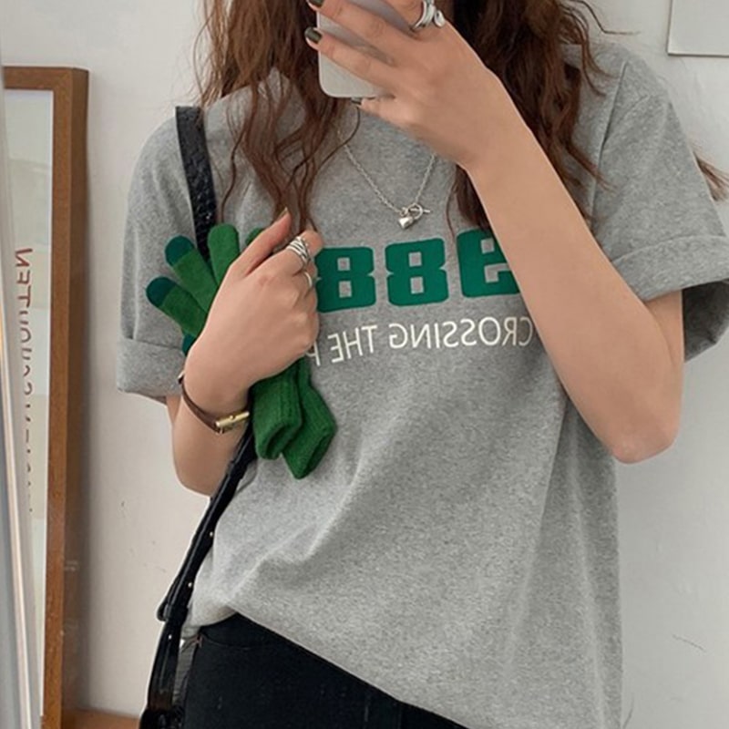 프린팅 여성 여름 라운드 면 반팔 티셔츠