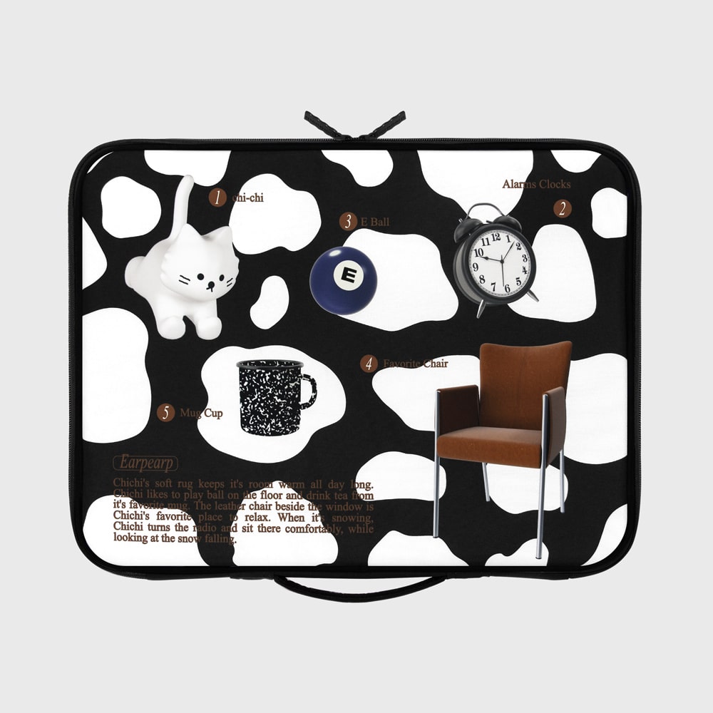 13인치 아이패드 노트북 파우치 CHICHI ROOM OBJECT-BLACK