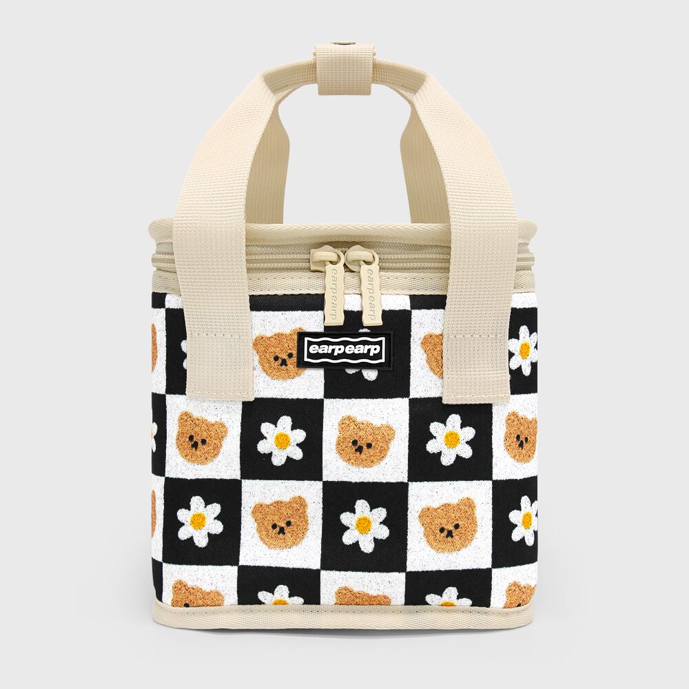 CHECKER BOARD FLOWER MERRY 미니 보냉백 도시락 가방 런치백