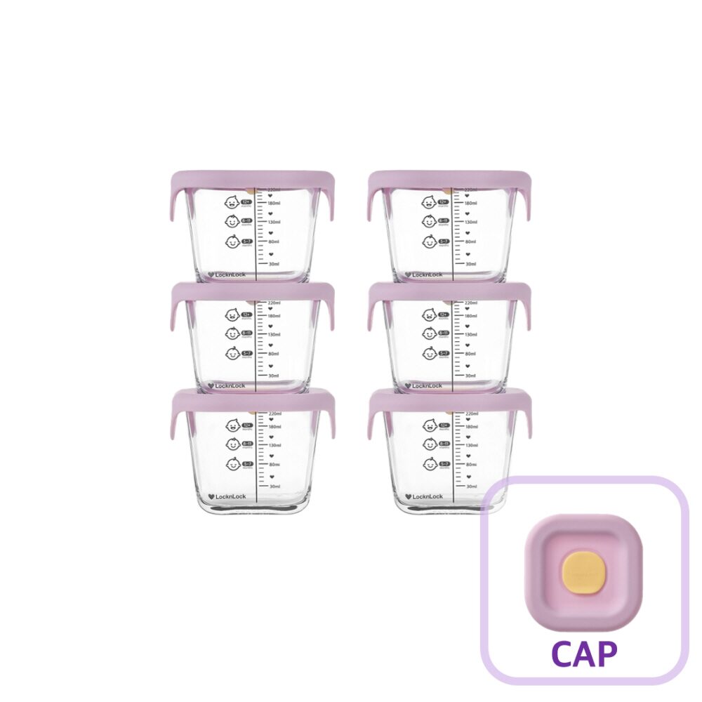 1+1 리틀럽 디어 이유식용기 정사각 실리콘 간편캡 260ml 3P+3P, 총 6P