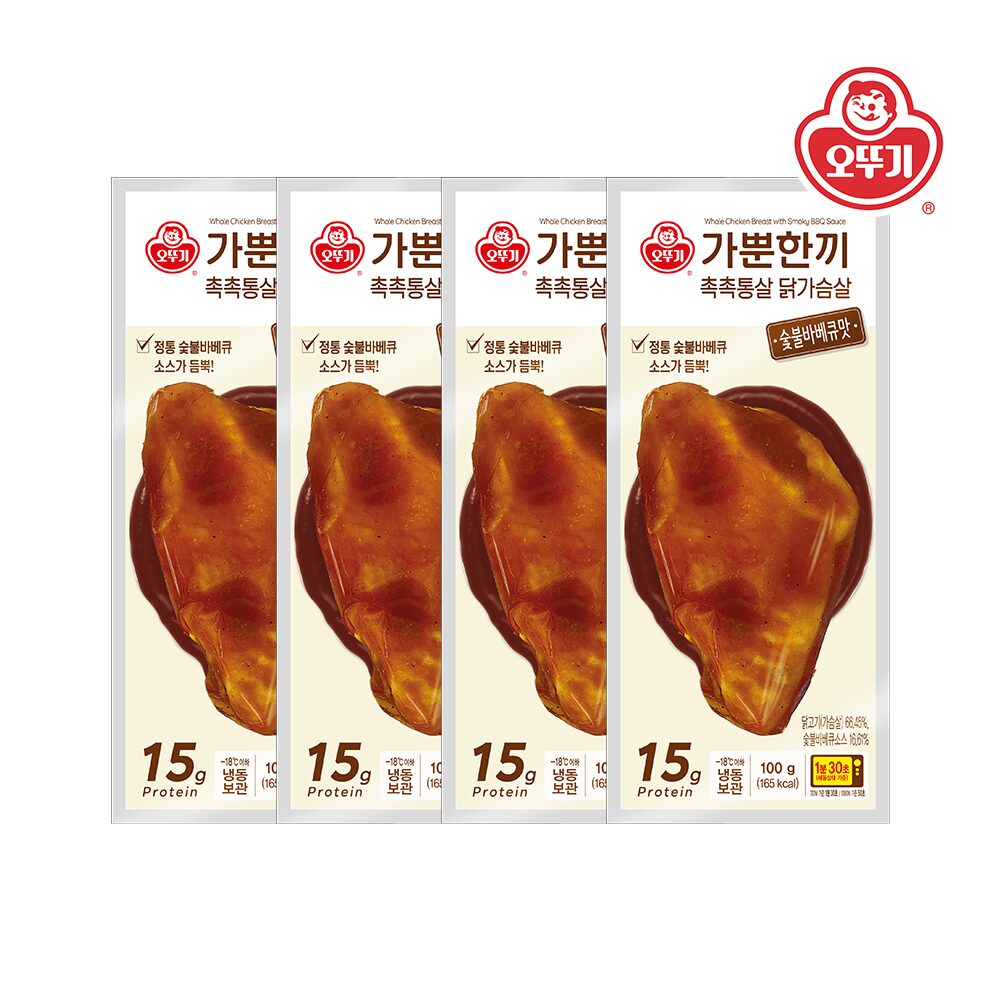가뿐한끼 촉촉통살 닭가슴살 숯불바베큐맛 100g*4개