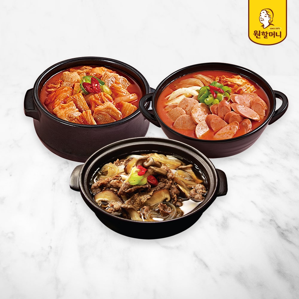 뚝배기불고기 2팩+김치찌개 2팩+부대찌개 2팩