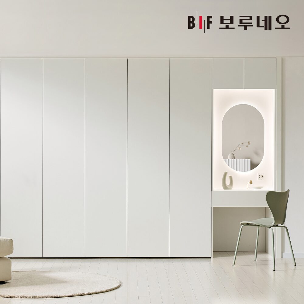 무몰딩 화장대 안방 붙박이장 300cm PET소재 E0등급 10자