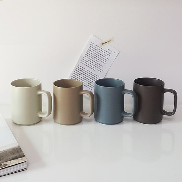넉넉한 크기, 레트로 무광 카페머그컵 350ml (4color)
