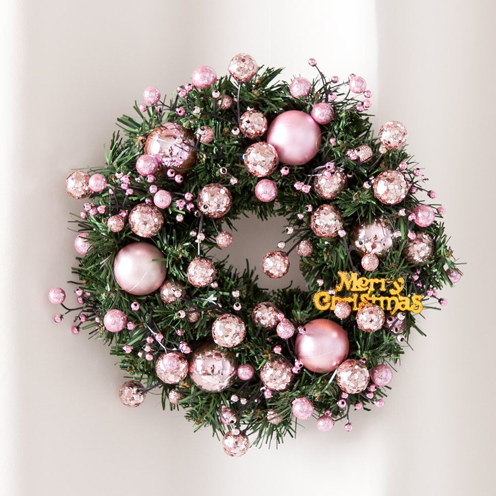 크리스마스 리스 벽장식 스몰 글로시 250mm 4colors 벽걸이 소품 현관 문