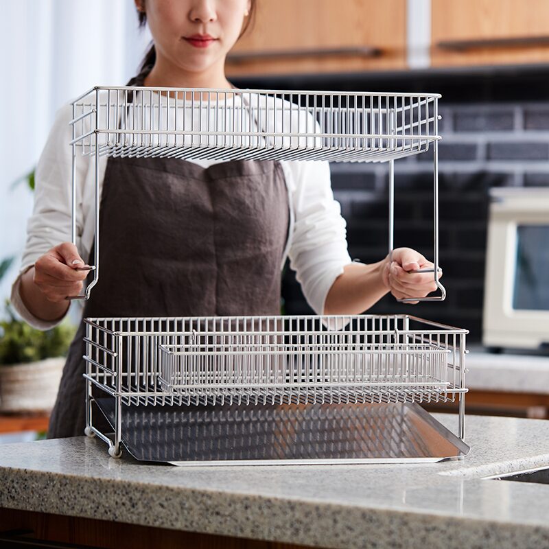 식기건조대 A형 멀티랙 304 올스텐 상부장 확장형 싱크대 선반(엠보형 A형2단 확장)