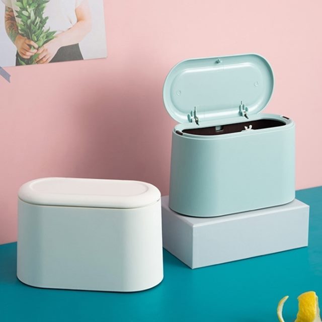 1+1 원터치 화장대 책상 미니 휴지통 3colors