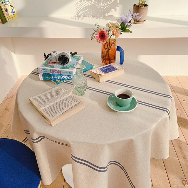 블루라인 린넨 / 방수 식탁보 테이블보 4size, 3colors