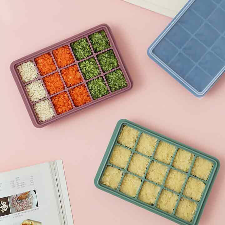 국내제작 실리콘 양념 이유식 몰드 얼음틀 15구 (4colors)