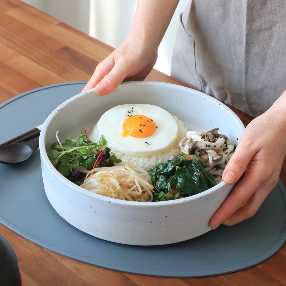 [오늘의집 단독] 핸드메이드 분청 고백자 도자기 그릇 투톤 원통접시 (대) 2color