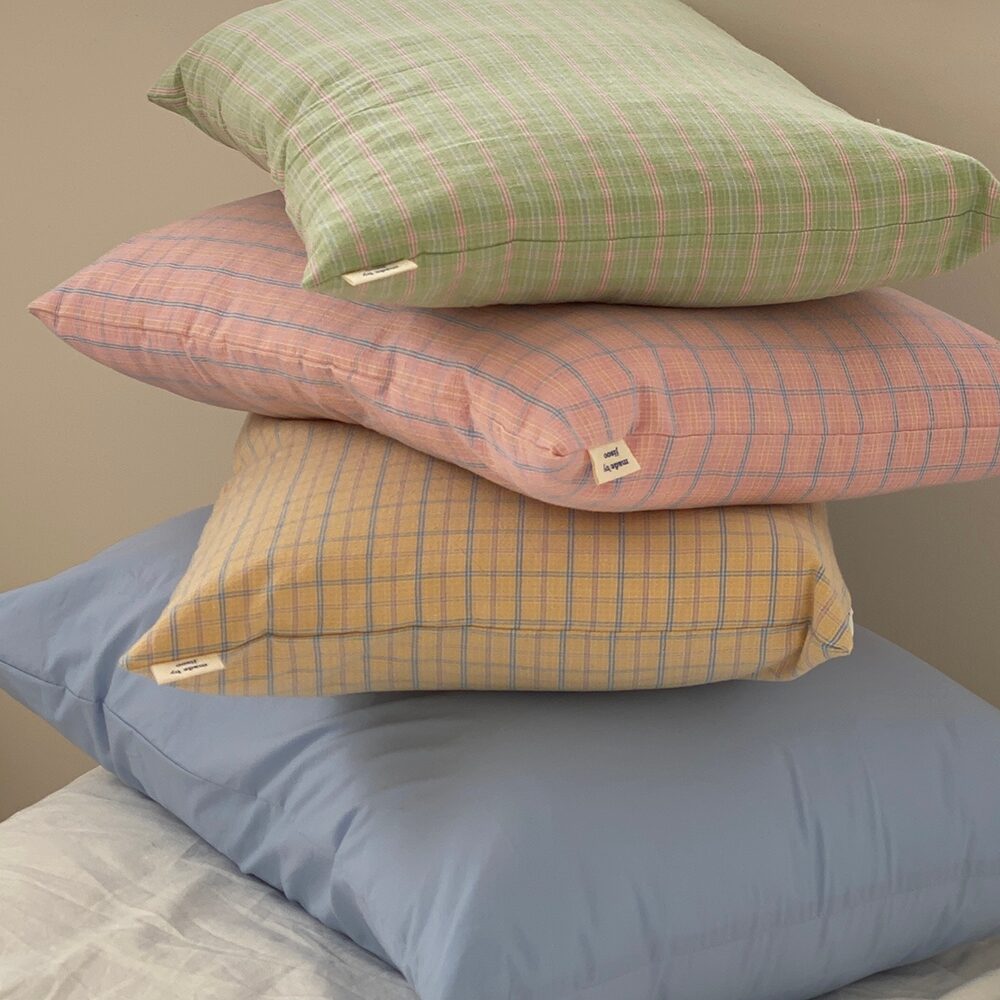 면100% 버터 체크 빈티지 베개커버 3color 3size