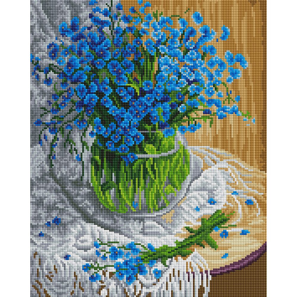 DIY 보석십자수 (캔버스형) 블루안개꽃 40X50cm