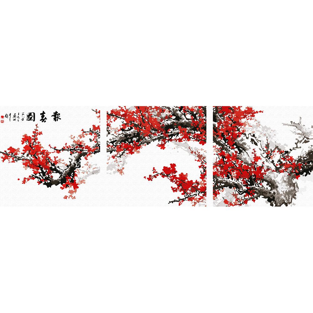 DIY 명화그리기 (물감2배) 꽃 피는 나무 50X50cm, 3EA (3단세트)