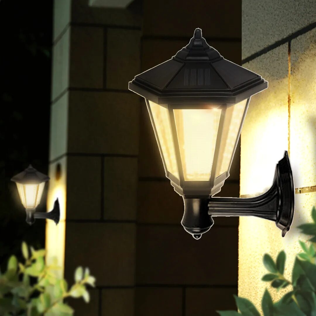 태양광 4LED 육각등 프리미엄 정원등 벽걸이형 야외 LED 조명_2colors