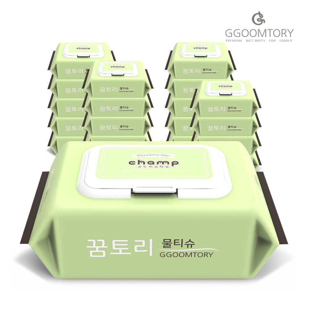 아기물티슈 뉴가득찬 챔프 엠보싱 캡형 55gsm 100매 20팩