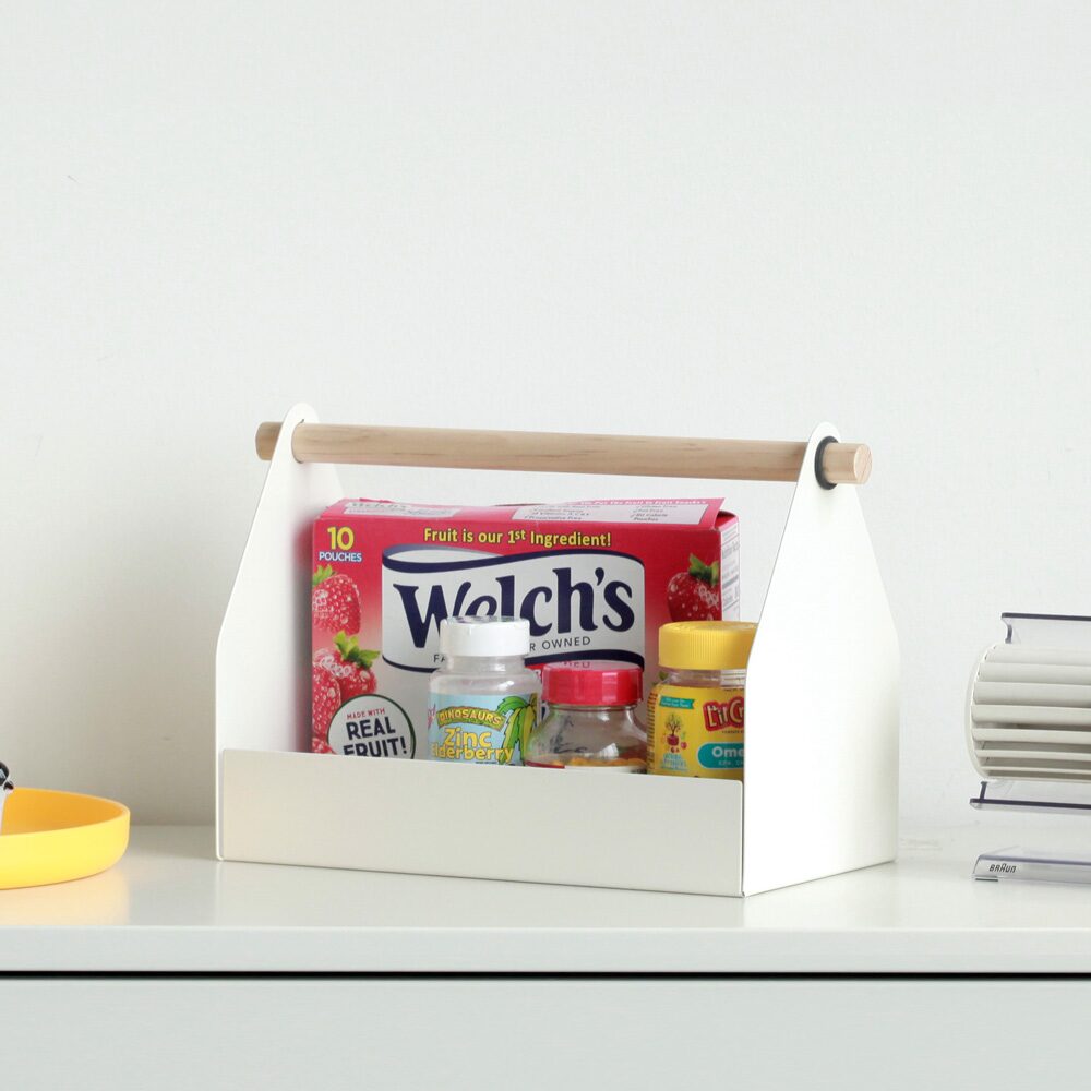 금속과 우드손잡이의 레트로 감성 수납 정리 바스켓 미드센츄리 머머박스 (2color)