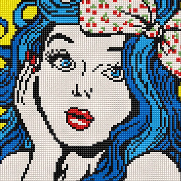 퍼즐사랑 파란 머리의 소녀 (캔버스형) 보석십자수 25x25
