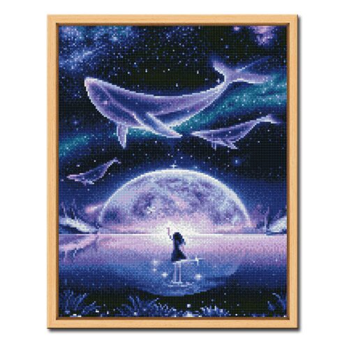 DIY 보석십자수 액자형 인물&동물 (43x54cm) D452_고래와 소녀