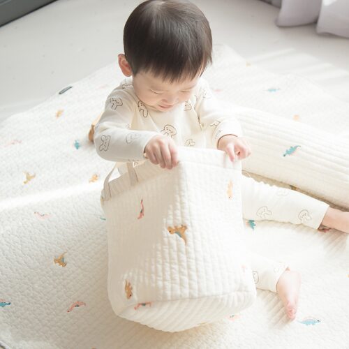 유아 아기 바구니 누빔 패브릭 자수 장난감 가방 기저귀 보관함(5color,2size,)