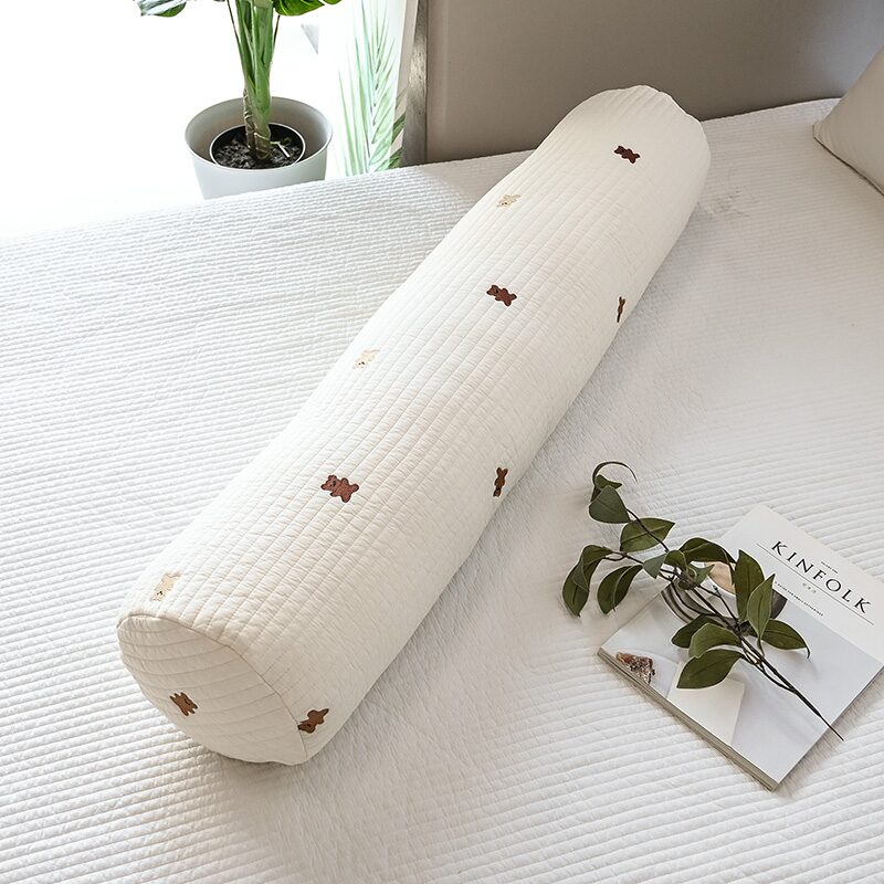 자수 누빔 피그먼트 워싱 곰도리 원형 바디필로우 4size
