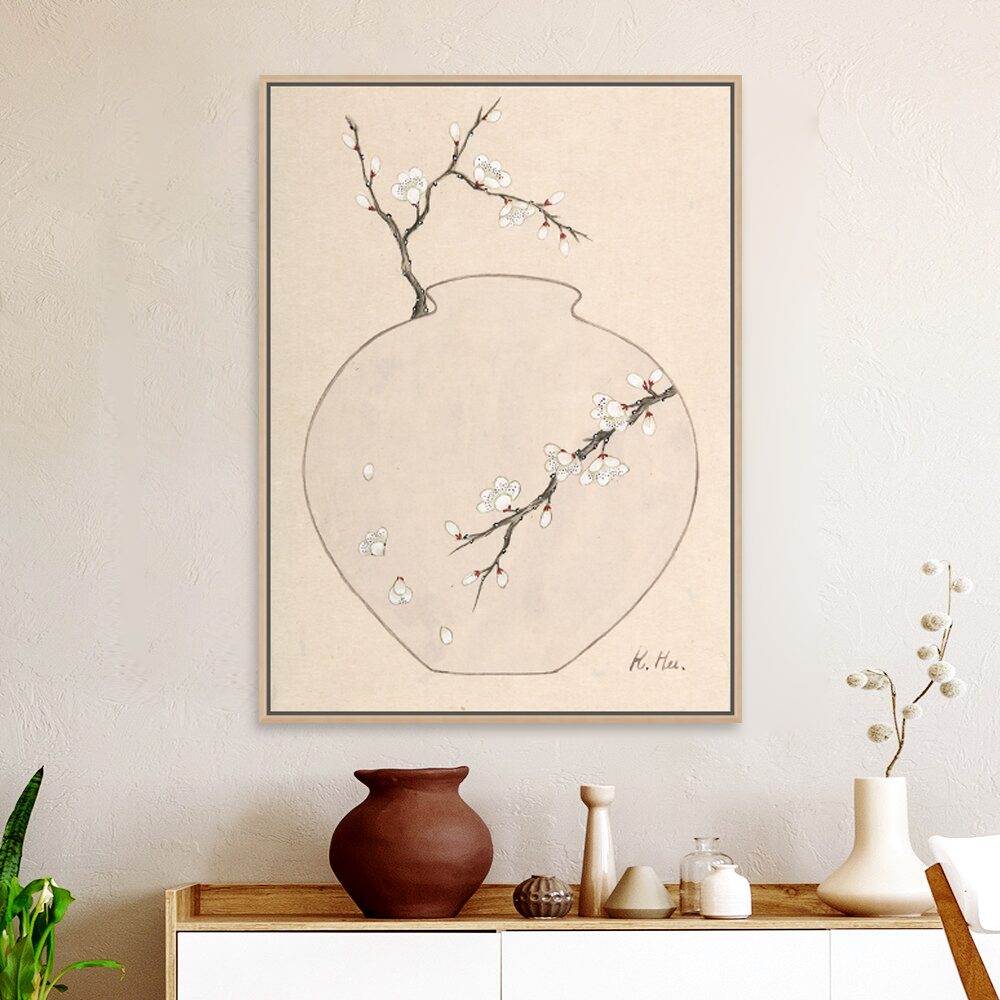 풍수 김경희, 달항아리 꽃을담다 III, 민화 인테리어 복 그림 액자