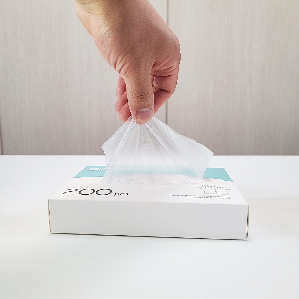 티슈처럼 뽑아쓰는 일회용 비닐 위생장갑 200매