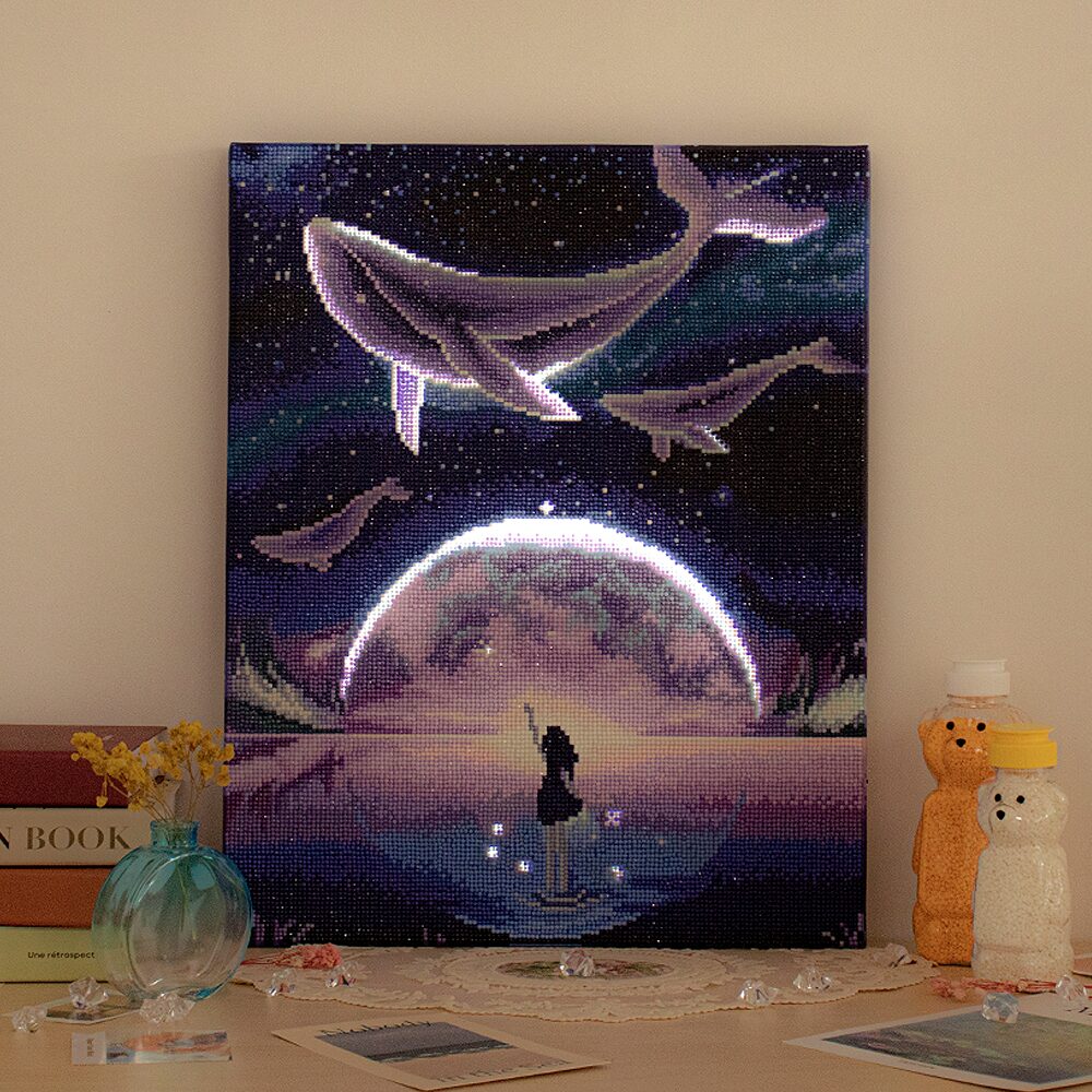 DIY 고급형 LED 보석십자수 (캔버스형) 꿈꾸는 고래 40X50cm
