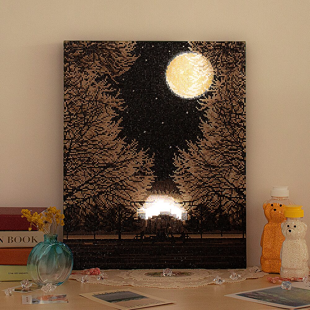 DIY 고급형 LED 보석십자수 (캔버스형) 조용한 숲 40X50cm