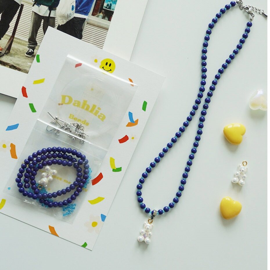 DIY 구슬 비즈 스몰비즈 오로라젤리곰 목걸이 세트