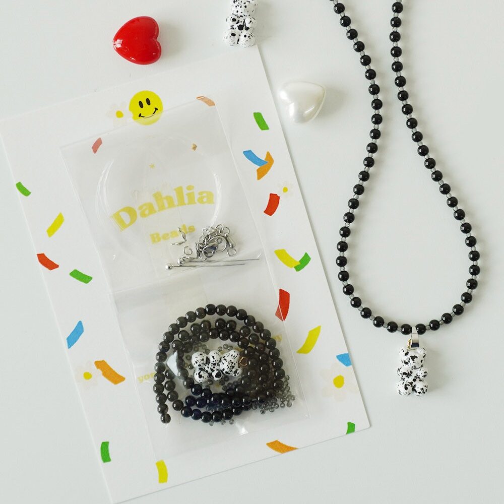 DIY 구슬 비즈 블랙젤리곰 목걸이 세트