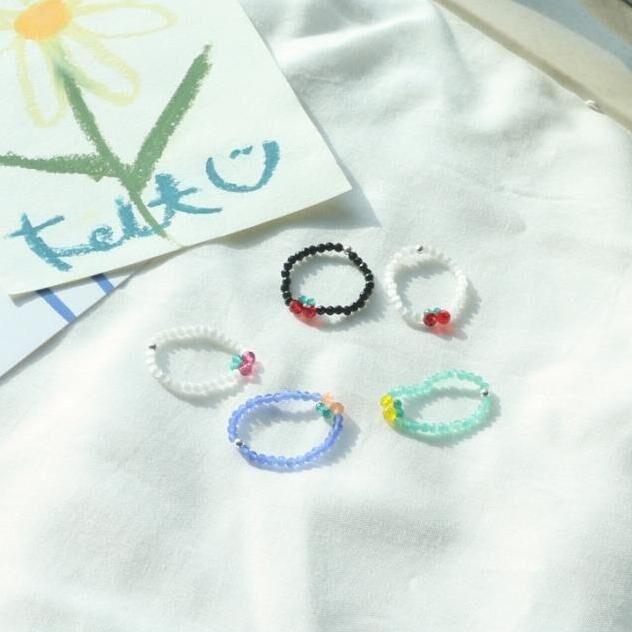 비즈 DIY 체리 비즈 반지 만들기 5type