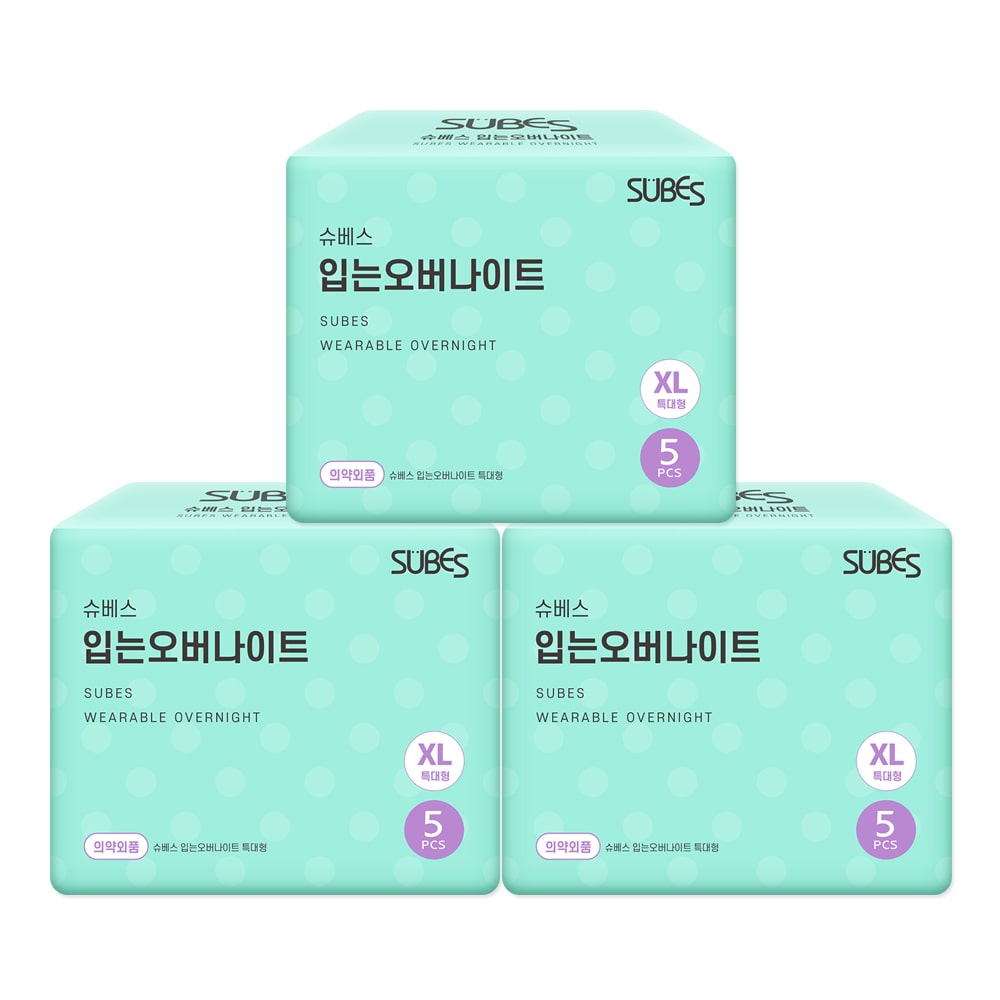 입는 오버나이트 팬티형 생리대 특대형XL 5P x3팩 / 입는생리대 팬티생리대 입오버