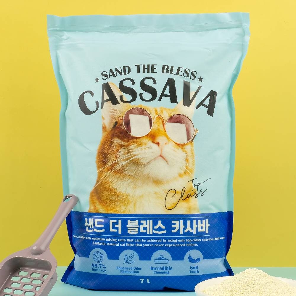 레옹펫 고양이모래 샌드더블레스 카사바 3봉 21L